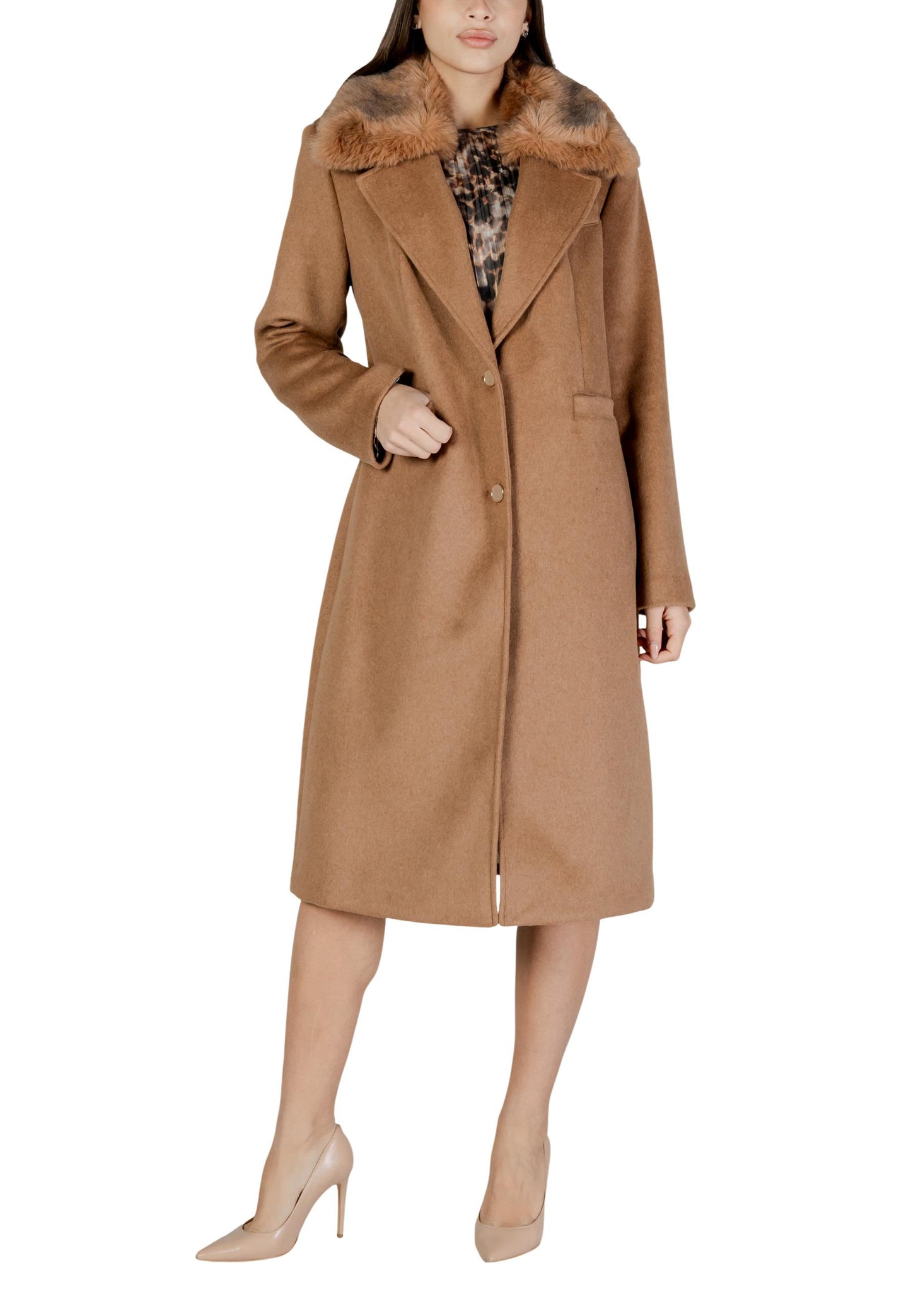 Guess Cappotto Donna Guess KAROLE FUR COLLAR COAT beige  beige