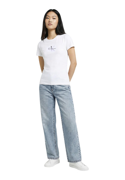 Calvin Klein Jeans T-Shirt Donna Calvin Klein Jeans GRADIENT MONOLOGO SL white  white