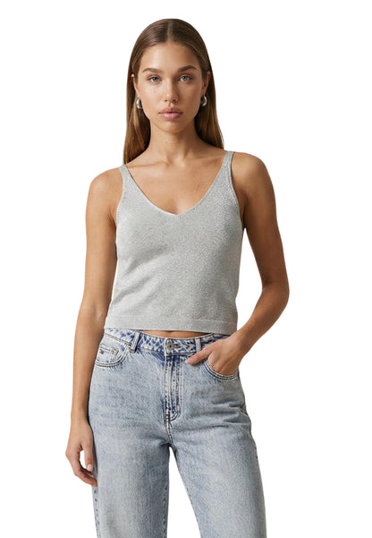 Only Canotta Donna Only Onlshina Sl Glitter Top Knt light blue  light blue
