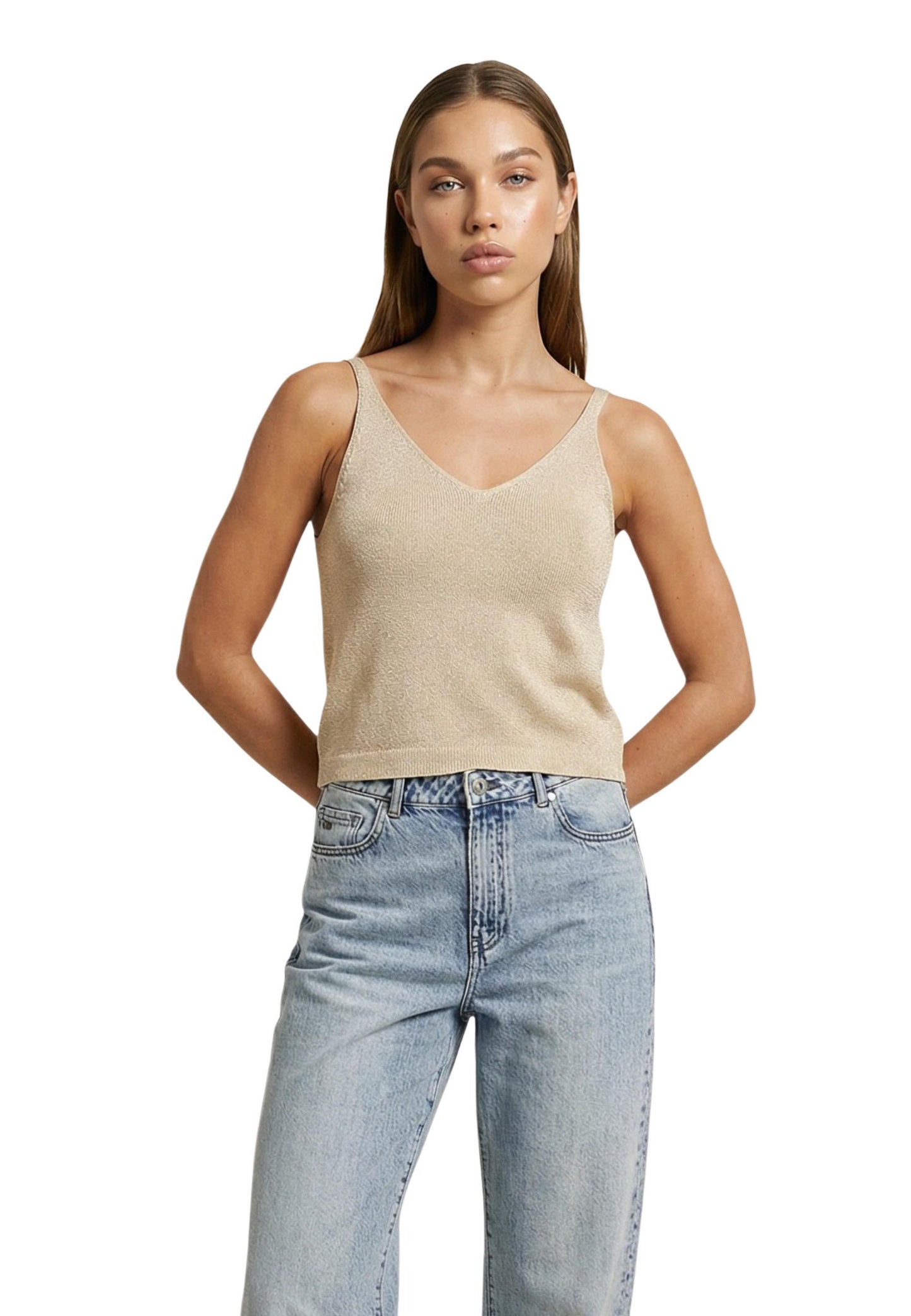 Only Canotta Donna Only Onlshina Sl Glitter Top Knt gold  gold