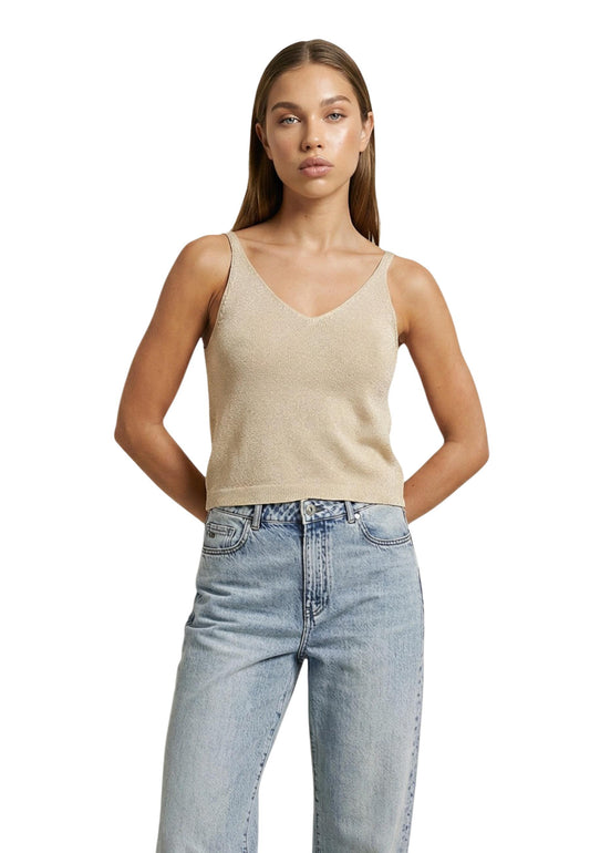 Only Canotta Donna Only Onlshina Sl Glitter Top Knt gold  gold