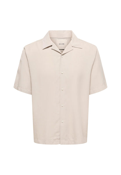 Only & Sons Camicia Uomo Only & Sons Onsperu Ss Reg Tencel Shirt Noos beige  beige