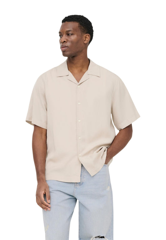 Only & Sons Camicia Uomo Only & Sons Onsperu Ss Reg Tencel Shirt Noos beige  beige