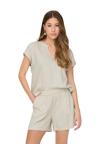 Jacqueline De Yong Blouse Donna Jacqueline De Yong Jdycaya Lion Linen S/S Top Wvn Dia grey  grey