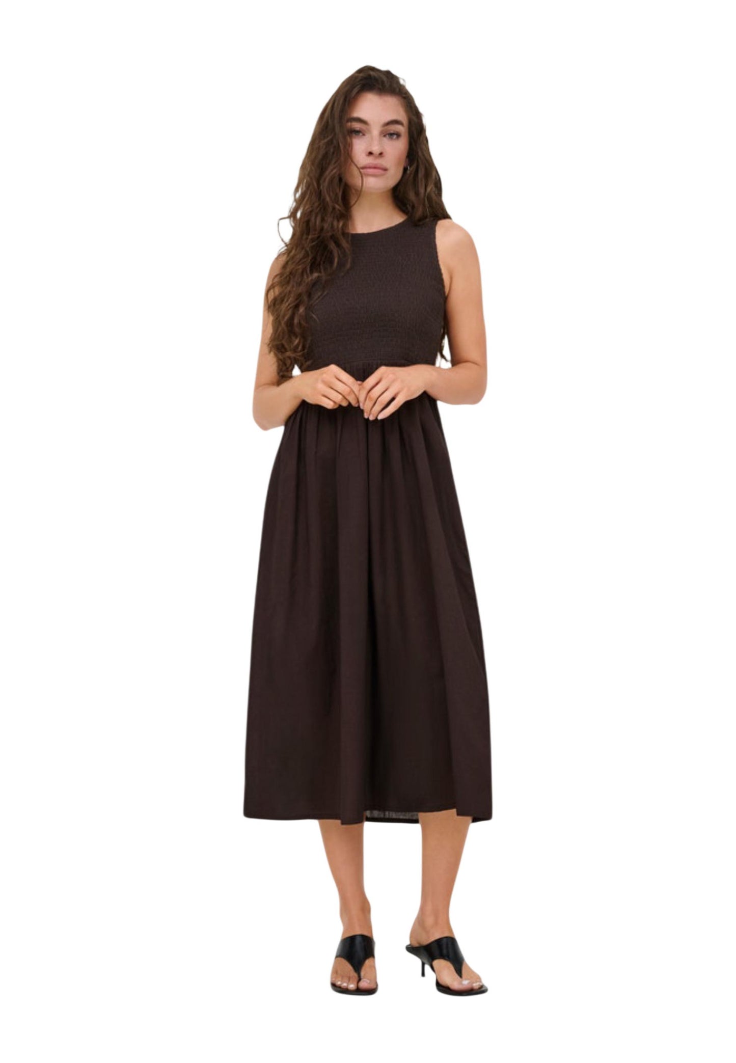 Jacqueline De Yong Abito Donna Jacqueline De Yong Jdydiego S/L Smock Midi Dress Wvn Noos brown  brown