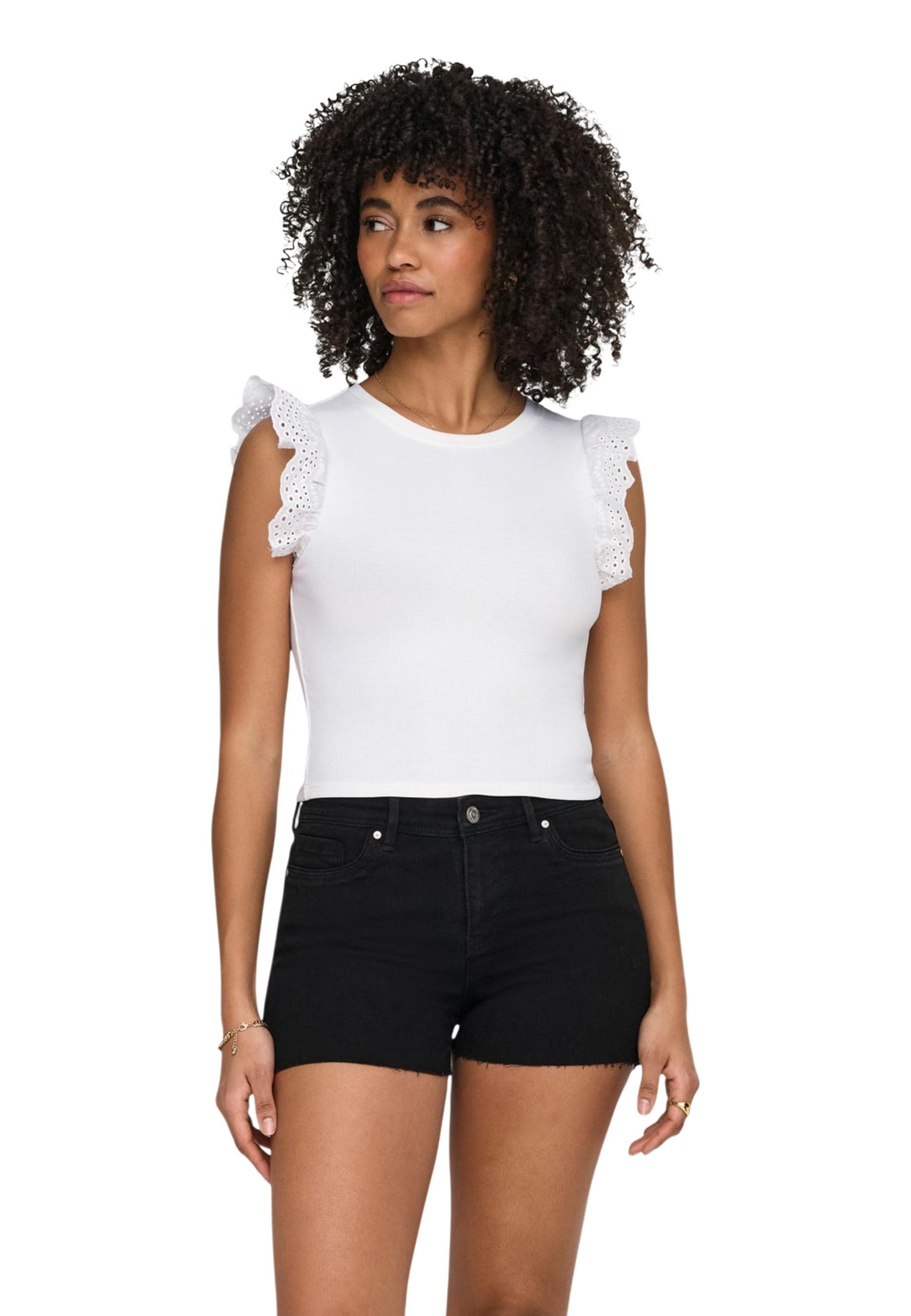 Only Top Donna Only Onlmathilda S/L Lace Detail Jrs Noos white  white