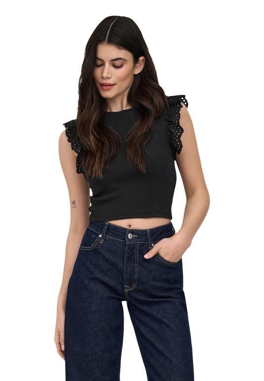 Only Top Donna Only Onlmathilda S/L Lace Detail Jrs Noos black  black
