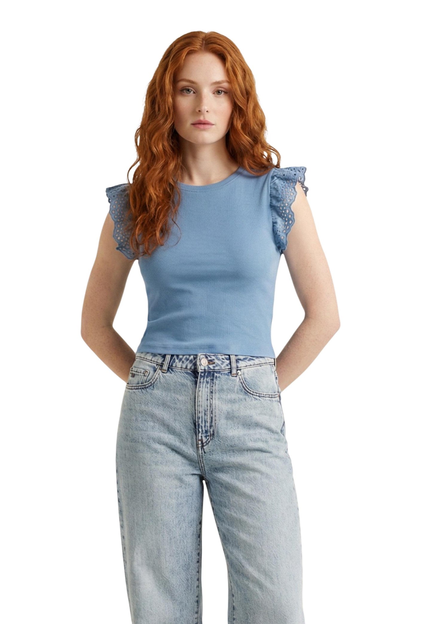 Only Top Donna Only Onlmathilda S/L Lace Detail Jrs Noos light blue  light blue