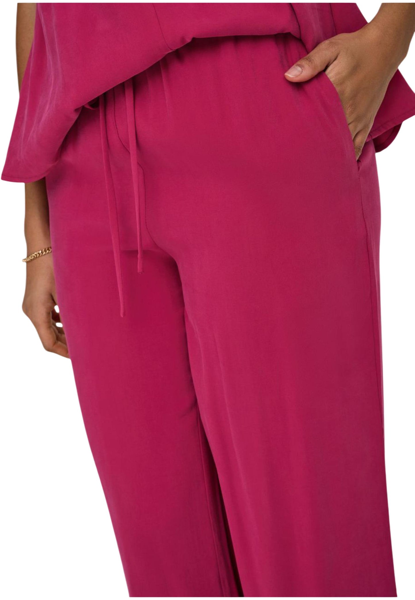 Only Pantaloni Donna Only Onlmadeli Oaklyn Long Pull Up Wvn fuchsia  fuchsia