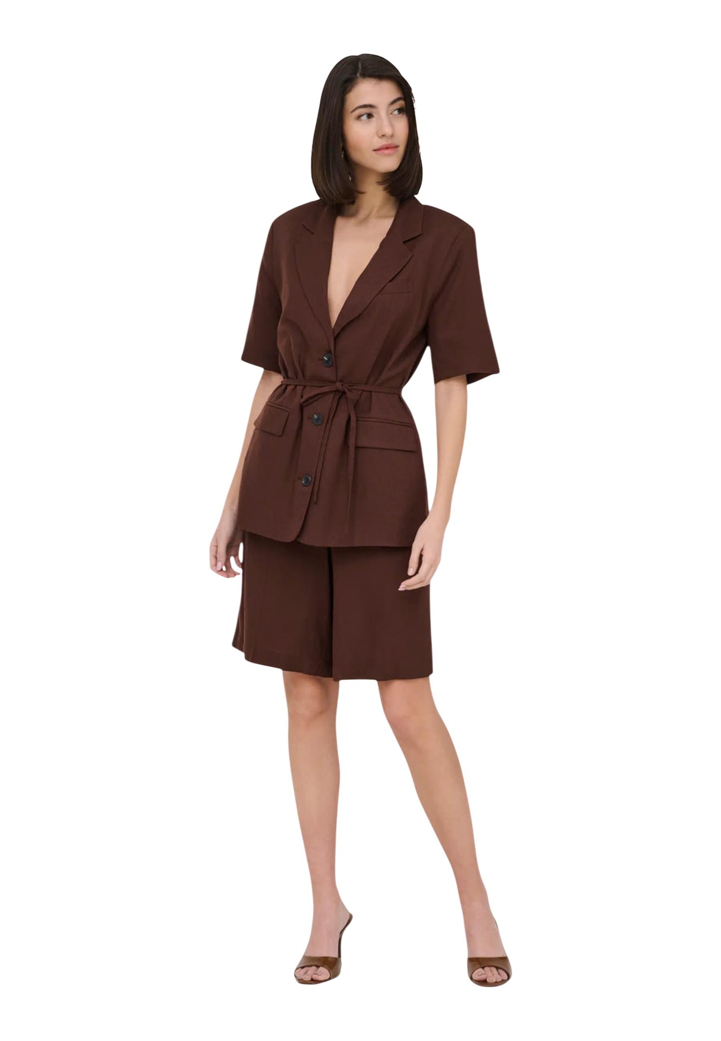 Jacqueline De Yong Giacca Donna Jacqueline De Yong Jdynaomi Linen S/S Belt Blazer Tlr brown  brown