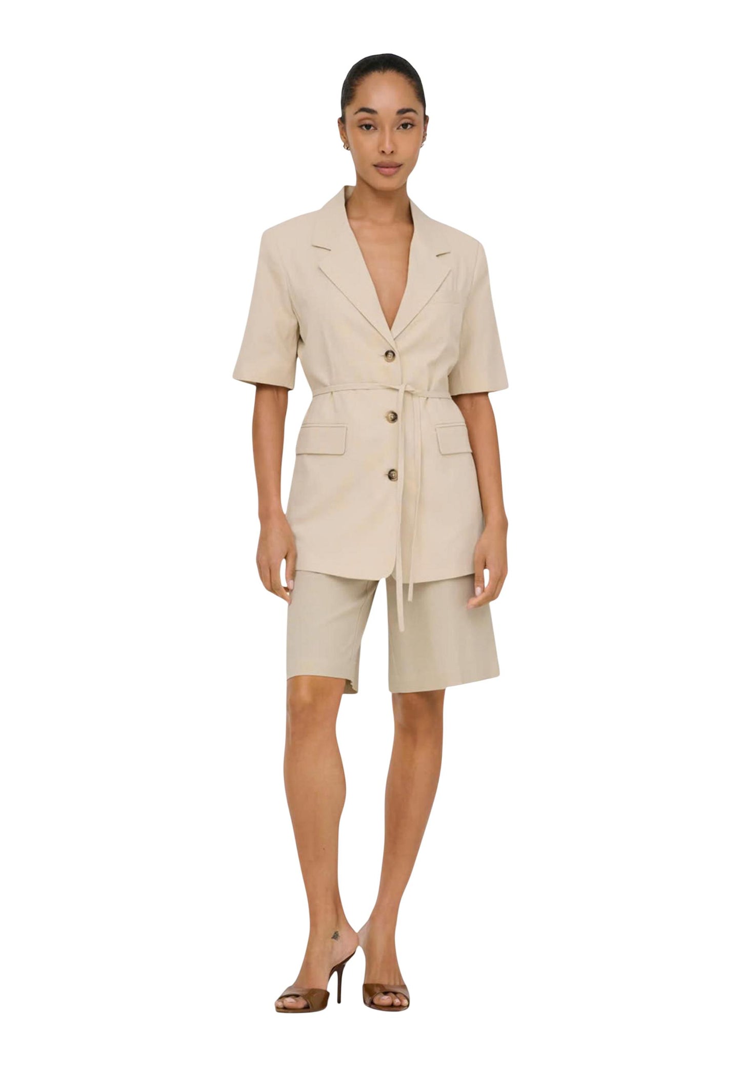 Jacqueline De Yong Giacca Donna Jacqueline De Yong Jdynaomi Linen S/S Belt Blazer Tlr beige  beige
