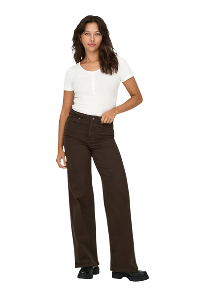 Only Jeans Donna Only ONLMADISON BLUSH HW WIDE COLOR DNM NOOS brown  brown