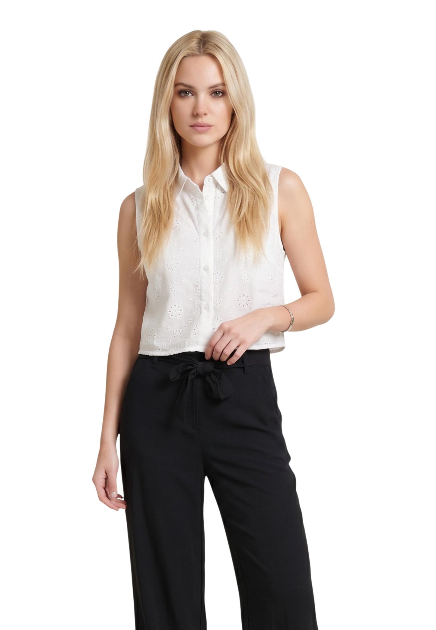 Only Blouse Donna Only Onlalithea Sl Short Emb Wvn white  white