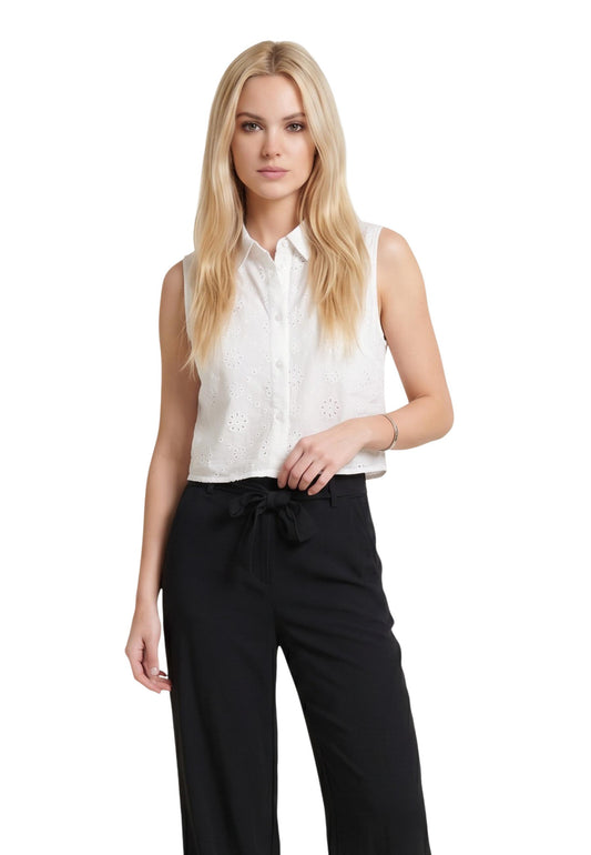 Only Blouse Donna Only Onlalithea Sl Short Emb Wvn white  white