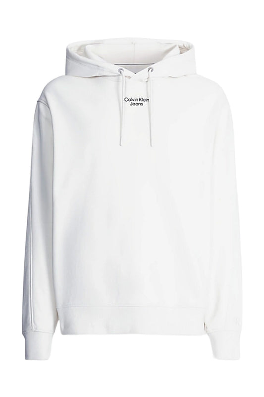Calvin Klein Jeans Felpa Uomo Calvin Klein Jeans STACKED LOGO HOODIE white  white